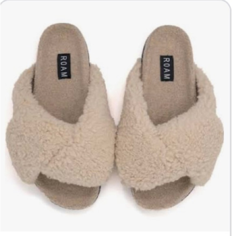 NWT ROAM folds cush faux shearling slide size 8
